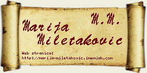 Marija Miletaković vizit kartica